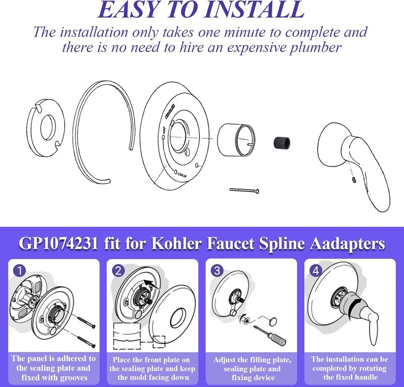 Javiix GP1074231 fit for Kohler Faucet Spline Aadapters（4pcs - Image 5